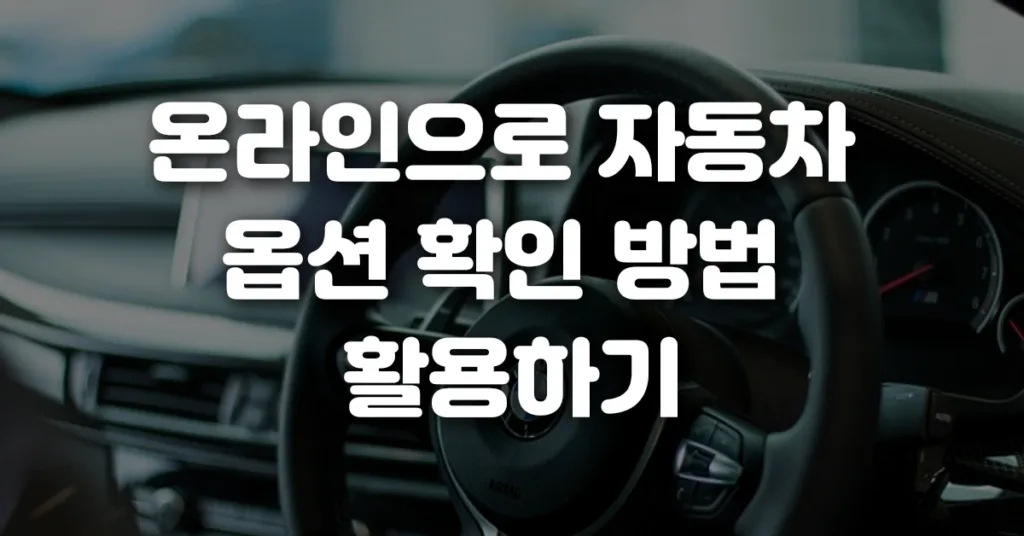 온라인으로 자동차 옵션 확인 방법 활용하기