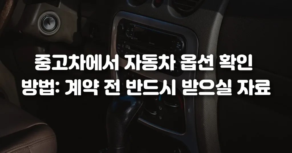 중고차에서 자동차 옵션 확인 방법 계약 전 반드시 받으실 자료